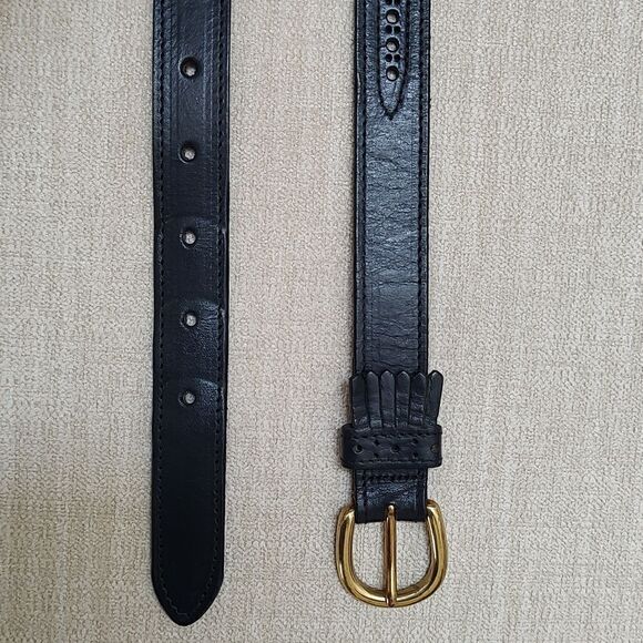 Charter Club Navy Blue Leather Belt Solid Brass Buckle - Picture 4 of 10